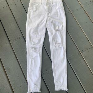 American Eagle high waisted white ripped jeans